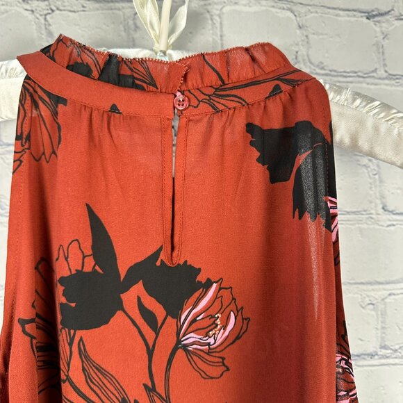 Apt. 9 Women's Floral Print Sleeveless Tank Top Blouse, Size Large, Burnt Orange - Picture 6 of 11